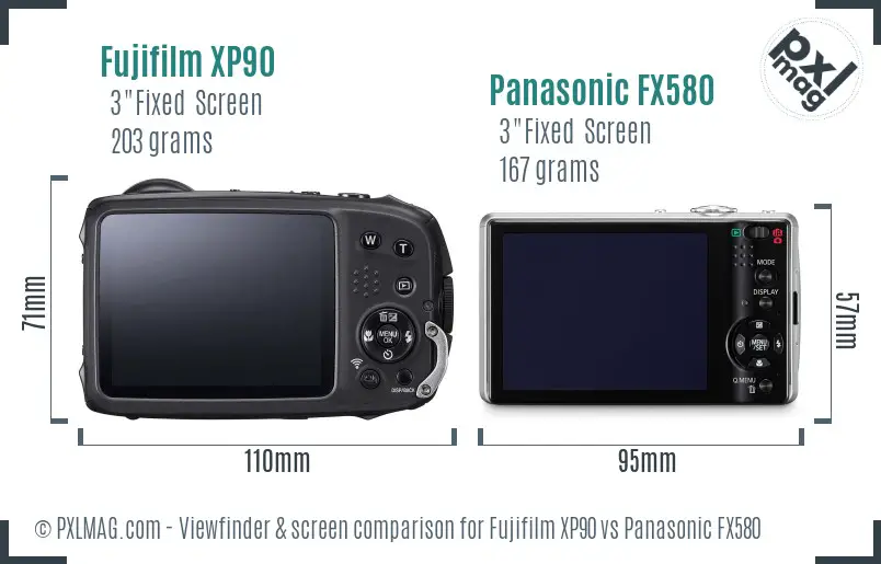 Fujifilm XP90 vs Panasonic FX580 Screen and Viewfinder comparison Fujifilm XP90 vs Panasonic FX580 Screen and Viewfinder comparison