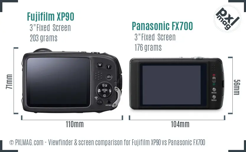 Fujifilm XP90 vs Panasonic FX700 Screen and Viewfinder comparison