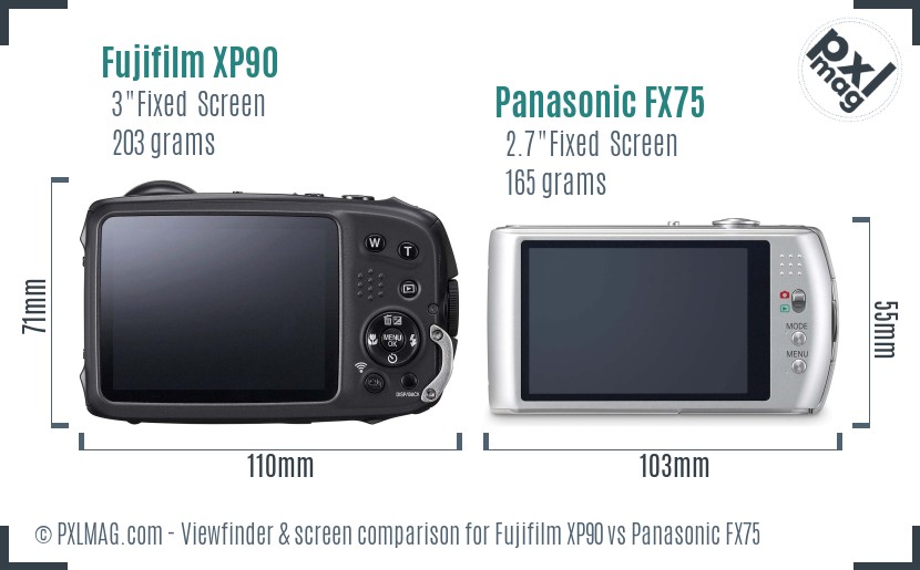 Fujifilm XP90 vs Panasonic FX75 Screen and Viewfinder comparison