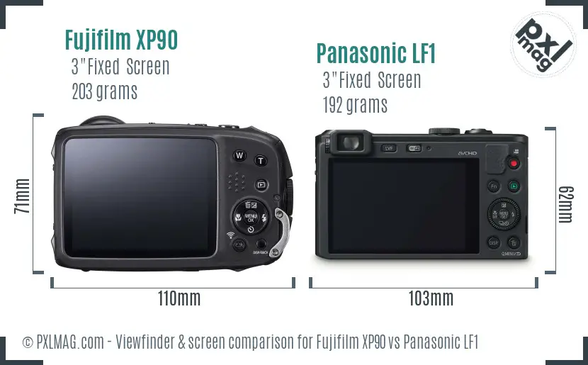 Fujifilm XP90 vs Panasonic LF1 Screen and Viewfinder comparison