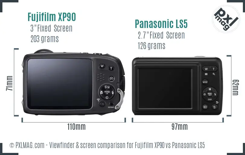 Fujifilm XP90 vs Panasonic LS5 Screen and Viewfinder comparison