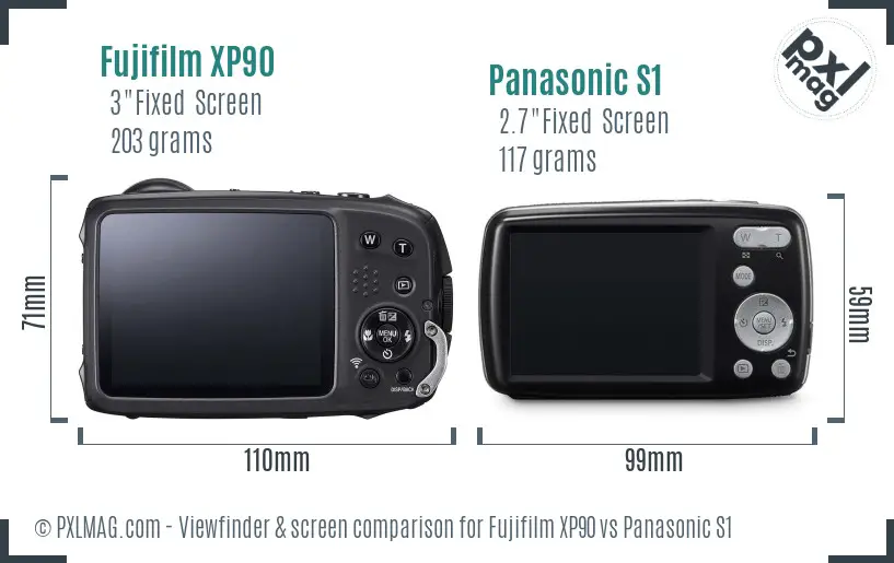 Fujifilm XP90 vs Panasonic S1 Screen and Viewfinder comparison