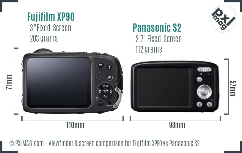 Fujifilm XP90 vs Panasonic S2 Screen and Viewfinder comparison