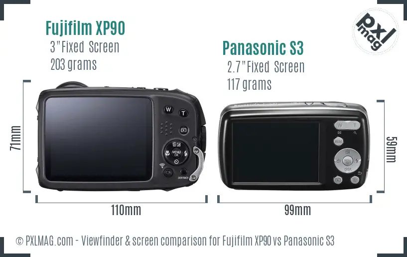 Fujifilm XP90 vs Panasonic S3 Screen and Viewfinder comparison
