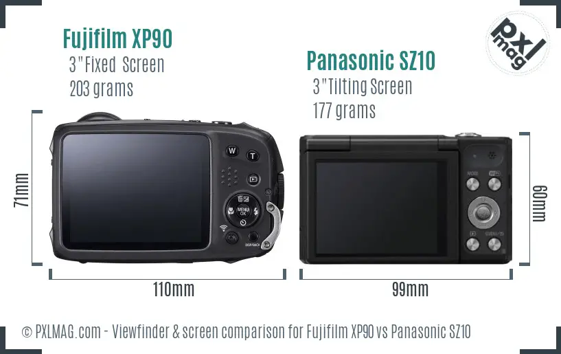 Fujifilm XP90 vs Panasonic SZ10 Screen and Viewfinder comparison Fujifilm XP90 vs Panasonic SZ10 Screen and Viewfinder comparison