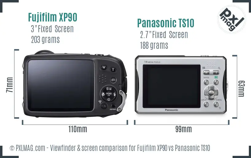 Fujifilm XP90 vs Panasonic TS10 Screen and Viewfinder comparison Fujifilm XP90 vs Panasonic TS10 Screen and Viewfinder comparison