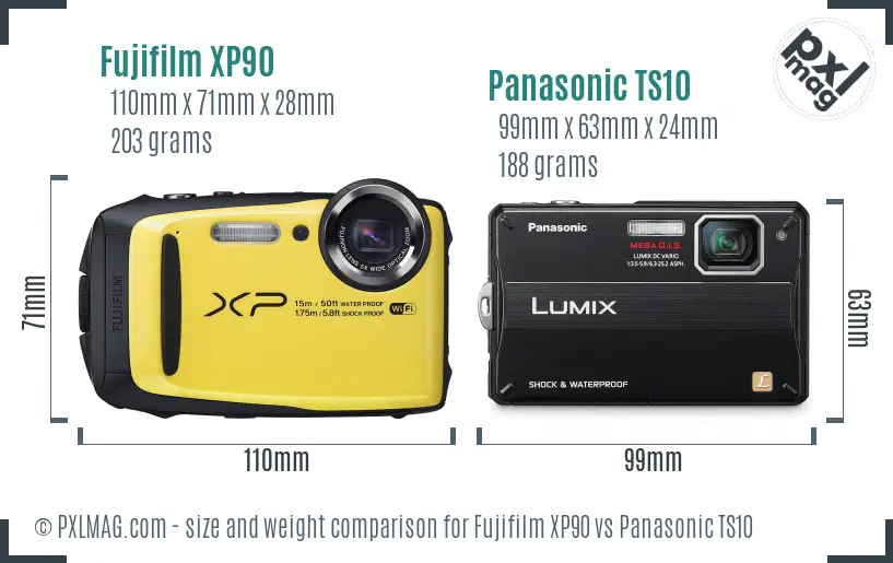 Fujifilm XP90 vs Panasonic TS10 size comparison Fujifilm XP90 vs Panasonic TS10 size comparison