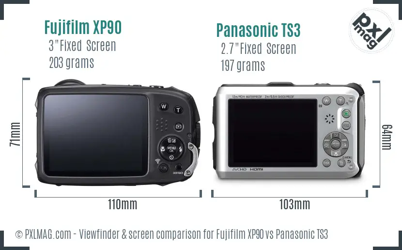 Fujifilm XP90 vs Panasonic TS3 Screen and Viewfinder comparison