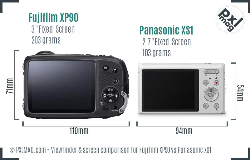 Fujifilm XP90 vs Panasonic XS1 Screen and Viewfinder comparison