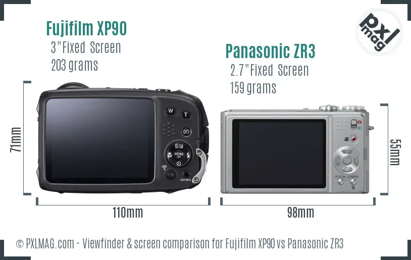 Fujifilm XP90 vs Panasonic ZR3 Screen and Viewfinder comparison Fujifilm XP90 vs Panasonic ZR3 Screen and Viewfinder comparison