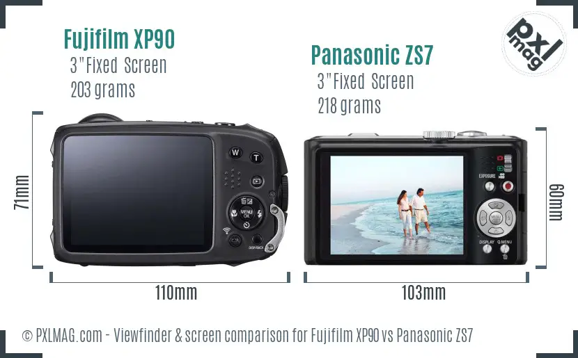 Fujifilm XP90 vs Panasonic ZS7 Screen and Viewfinder comparison Fujifilm XP90 vs Panasonic ZS7 Screen and Viewfinder comparison
