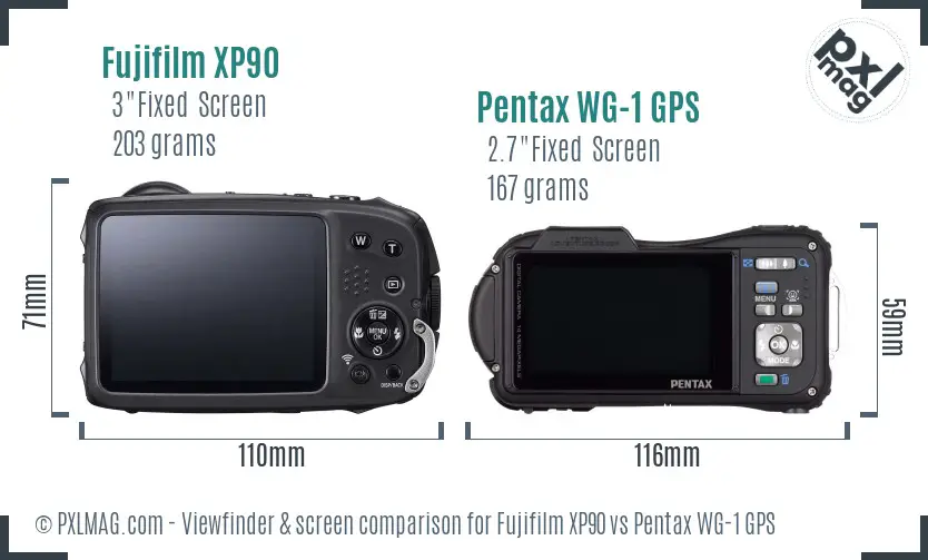 Fujifilm XP90 vs Pentax WG-1 GPS Screen and Viewfinder comparison Fujifilm XP90 vs Pentax WG-1 GPS Screen and Viewfinder comparison