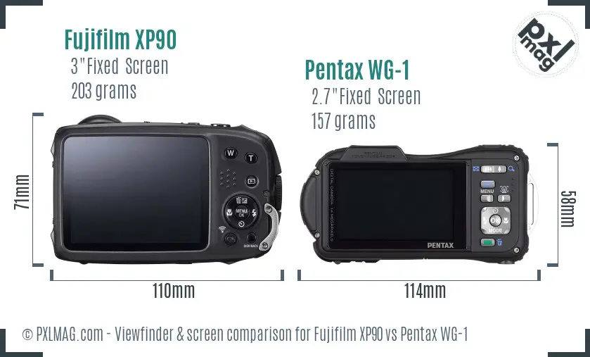 Fujifilm XP90 vs Pentax WG-1 Screen and Viewfinder comparison