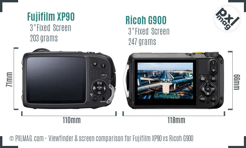 Fujifilm XP90 vs Ricoh G900 Screen and Viewfinder comparison