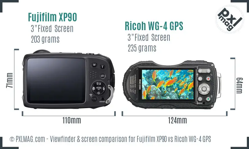 Fujifilm XP90 vs Ricoh WG-4 GPS Screen and Viewfinder comparison Fujifilm XP90 vs Ricoh WG-4 GPS Screen and Viewfinder comparison