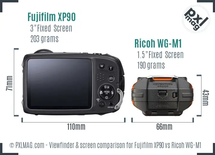 Fujifilm XP90 vs Ricoh WG-M1 Screen and Viewfinder comparison