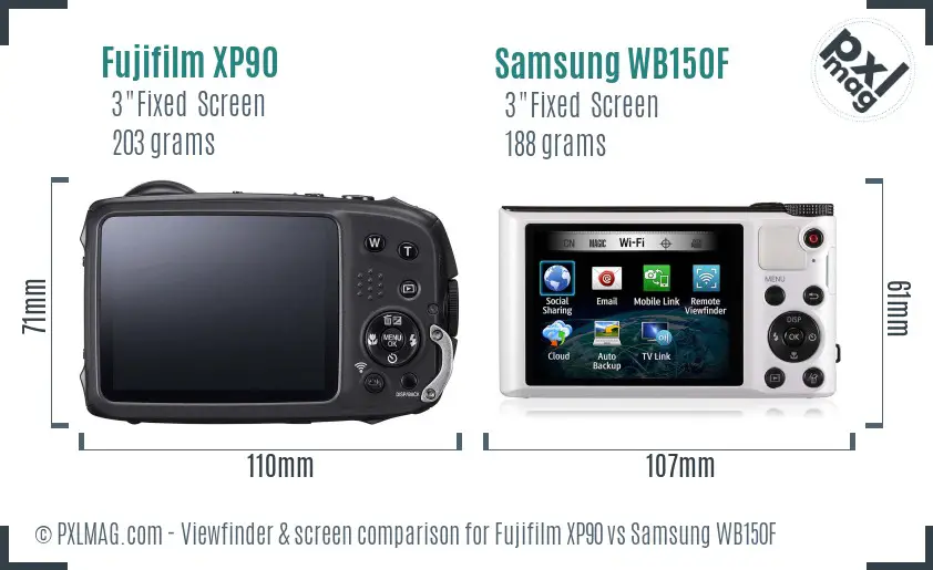 Fujifilm XP90 vs Samsung WB150F Screen and Viewfinder comparison Fujifilm XP90 vs Samsung WB150F Screen and Viewfinder comparison