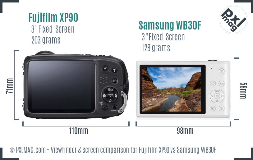 Fujifilm XP90 vs Samsung WB30F Screen and Viewfinder comparison