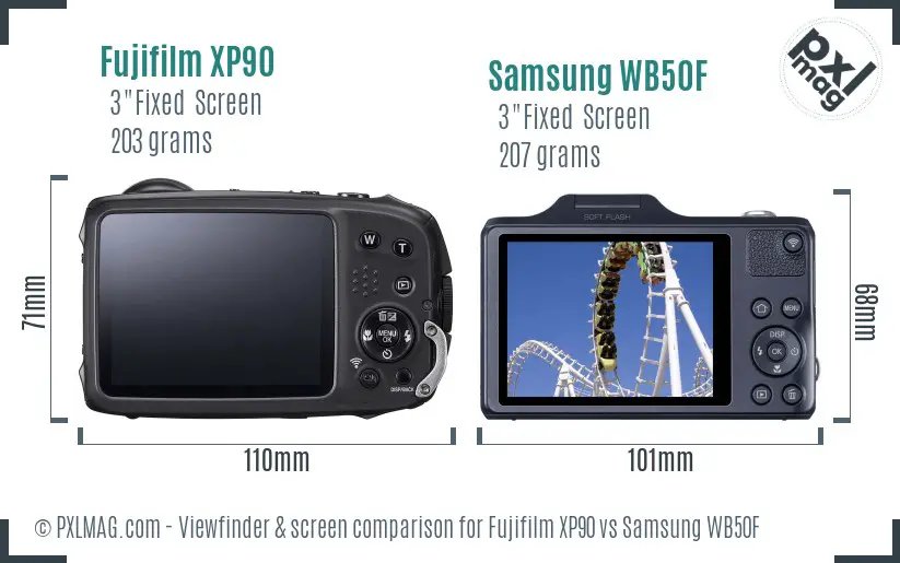 Fujifilm XP90 vs Samsung WB50F Screen and Viewfinder comparison