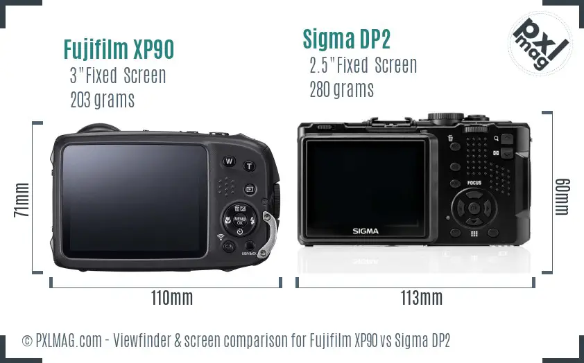 Fujifilm XP90 vs Sigma DP2 Screen and Viewfinder comparison
