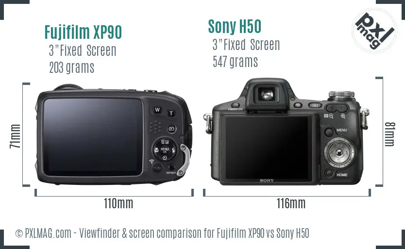 Back screen comparison: Fujifilm XP90 vs Sony H50