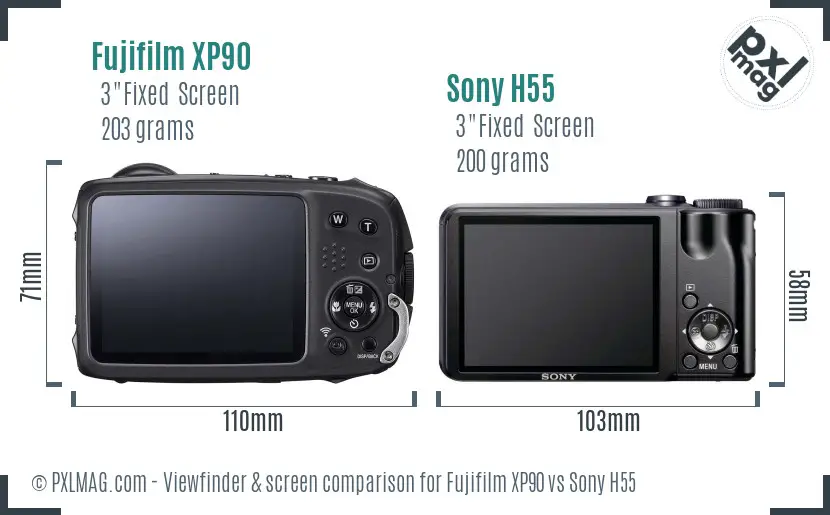 Fujifilm XP90 vs Sony H55 Screen and Viewfinder comparison Fujifilm XP90 vs Sony H55 Screen and Viewfinder comparison