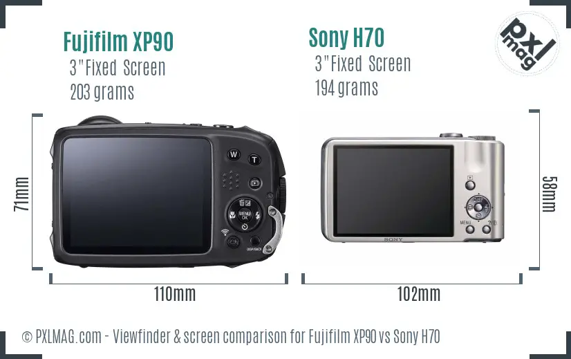 Fujifilm XP90 vs Sony H70 Screen and Viewfinder comparison Fujifilm XP90 vs Sony H70 Screen and Viewfinder comparison