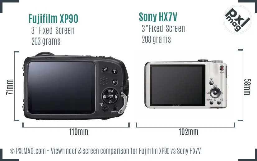 Fujifilm XP90 vs Sony HX7V Screen and Viewfinder comparison