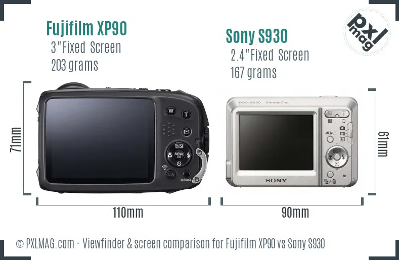 Fujifilm XP90 vs Sony S930 Screen and Viewfinder comparison Fujifilm XP90 vs Sony S930 Screen and Viewfinder comparison
