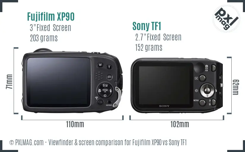 Fujifilm XP90 vs Sony TF1 Screen and Viewfinder comparison