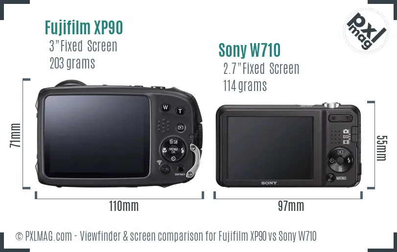 Fujifilm XP90 vs Sony W710 Screen and Viewfinder comparison