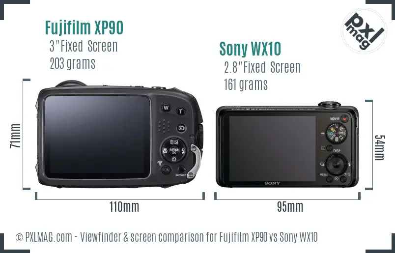 Fujifilm XP90 vs Sony WX10 Screen and Viewfinder comparison