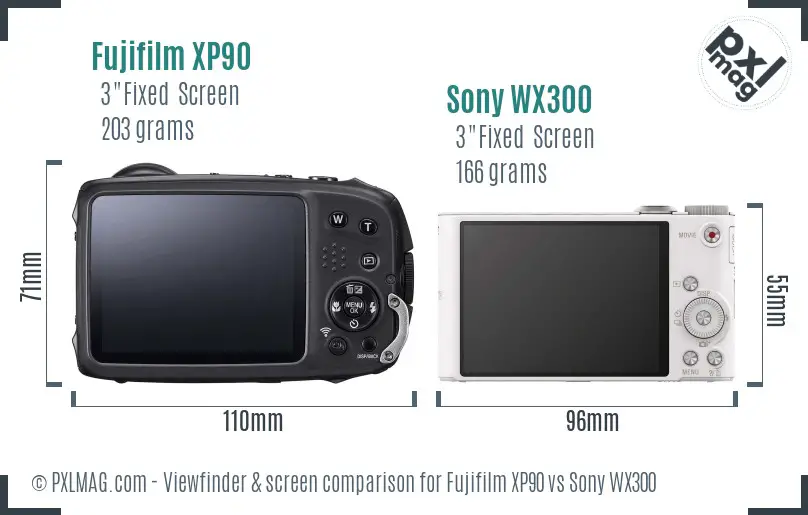 Fujifilm XP90 vs Sony WX300 Screen and Viewfinder comparison