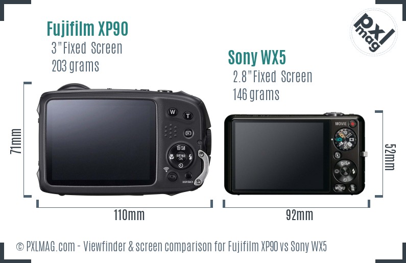 Fujifilm XP90 vs Sony WX5 Screen and Viewfinder comparison