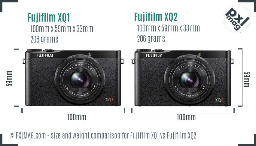 Fujifilm XQ1 vs Fujifilm XQ2 size comparison