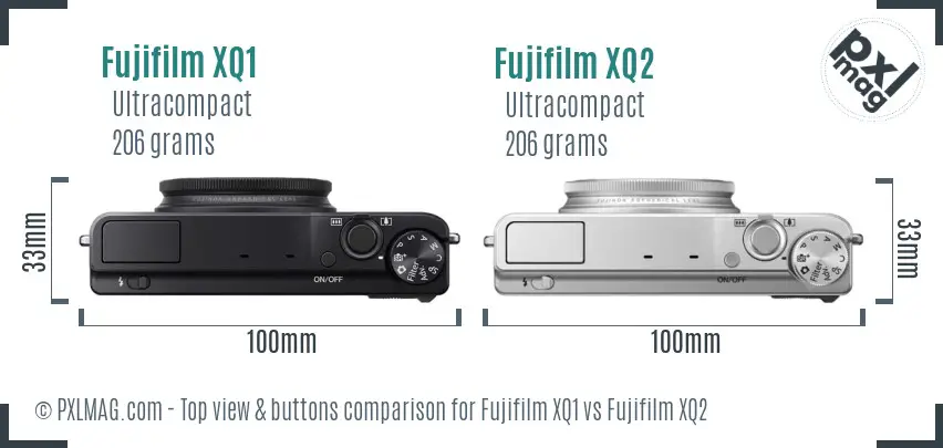 Fujifilm XQ1 vs Fujifilm XQ2 top view buttons comparison