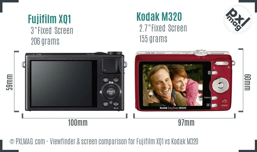 Fujifilm XQ1 vs Kodak M320 Screen and Viewfinder comparison