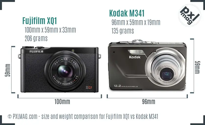 Fujifilm XQ1 vs Kodak M341 size comparison