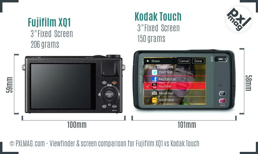 Fujifilm XQ1 vs Kodak Touch Screen and Viewfinder comparison