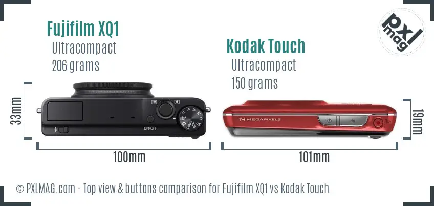Fujifilm XQ1 vs Kodak Touch top view buttons comparison