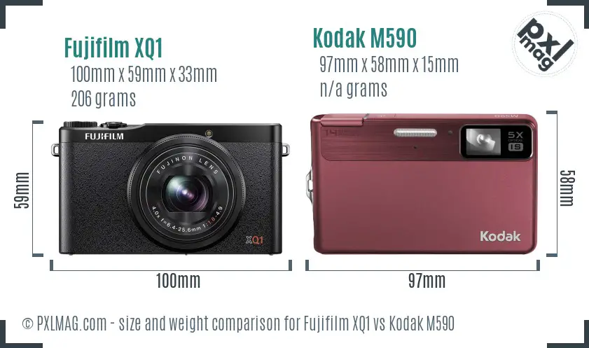 Fujifilm XQ1 vs Kodak M590 size comparison