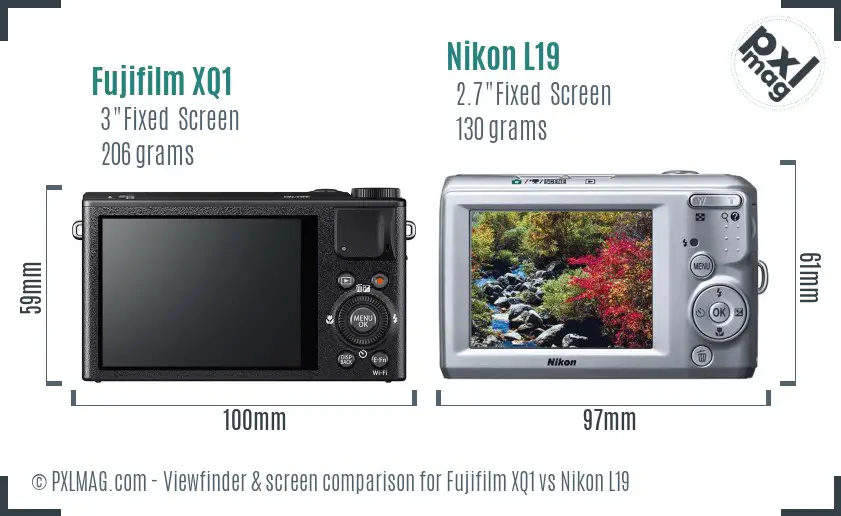 Fujifilm XQ1 vs Nikon L19 Screen and Viewfinder comparison