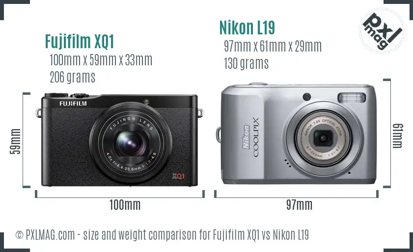 Fujifilm XQ1 vs Nikon L19 size comparison