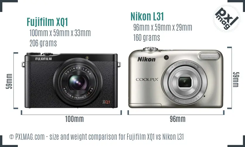 Fujifilm XQ1 vs Nikon L31 size comparison