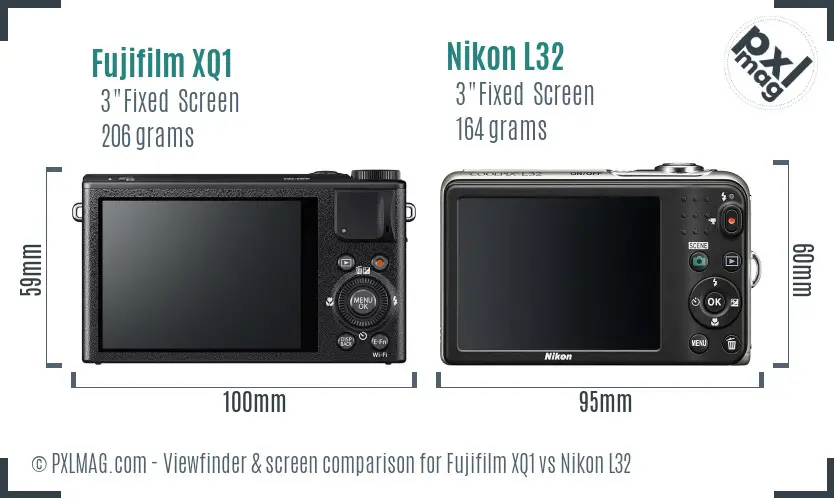 Fujifilm XQ1 vs Nikon L32 Screen and Viewfinder comparison