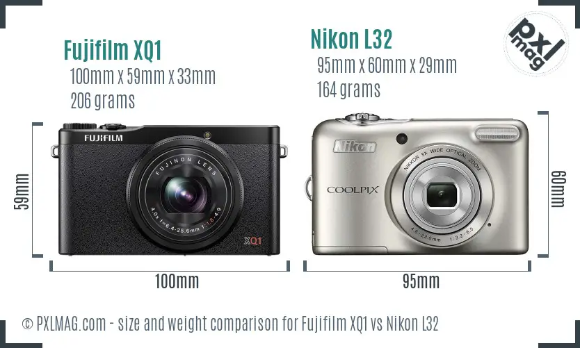 Fujifilm XQ1 vs Nikon L32 size comparison