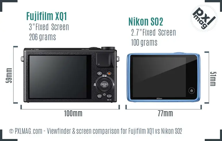 Fujifilm XQ1 vs Nikon S02 Screen and Viewfinder comparison