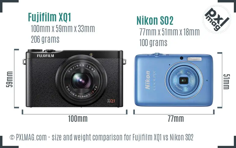 Fujifilm XQ1 vs Nikon S02 size comparison