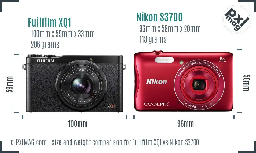Fujifilm XQ1 vs Nikon S3700 size comparison