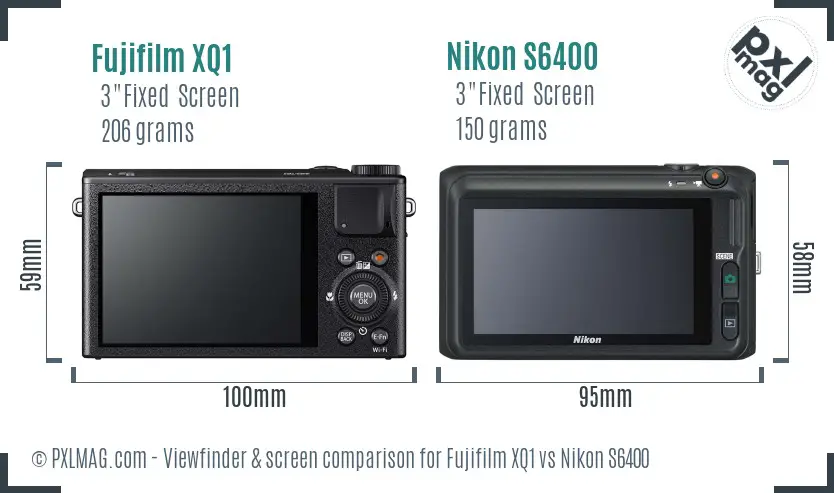 Fujifilm XQ1 vs Nikon S6400 Screen and Viewfinder comparison
